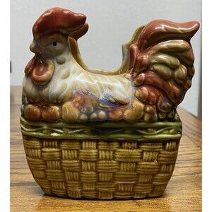 Vtg Rooster Napkin Holder Chicken Farmhouse Country Thanksgiving Fall Autumn